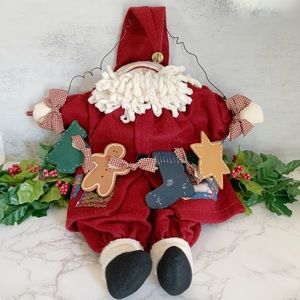 Santa Claus Plush Wall Hanging on Wire